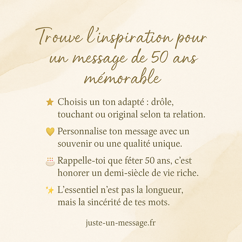 Conseils pour écrire un message de 50 ans touchant