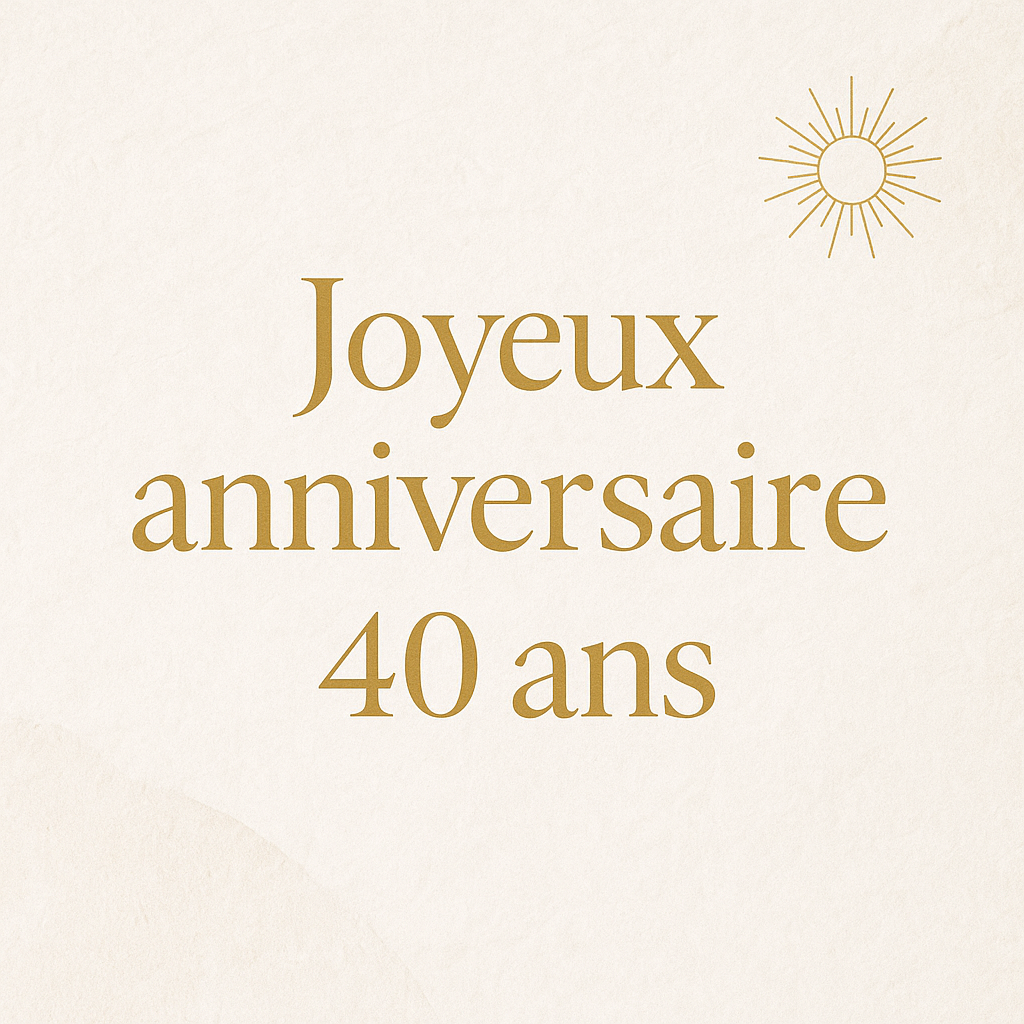 Joyeux anniversaire 40 ans – Image minimaliste élégante