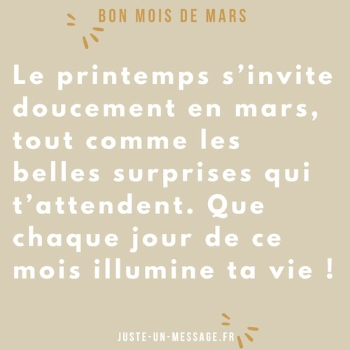 texte pour souhaiter un bon mois de mars