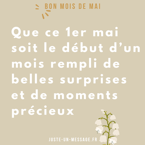 Citation inspirante pour le 1er mai avec un brin de muguet, symbole de bonheur et de renouveau.