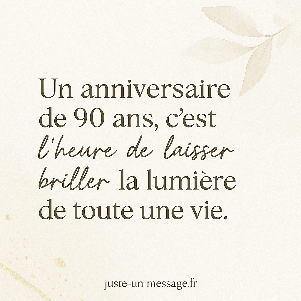 Citation inspirante pour fêter un 90e anniversaire