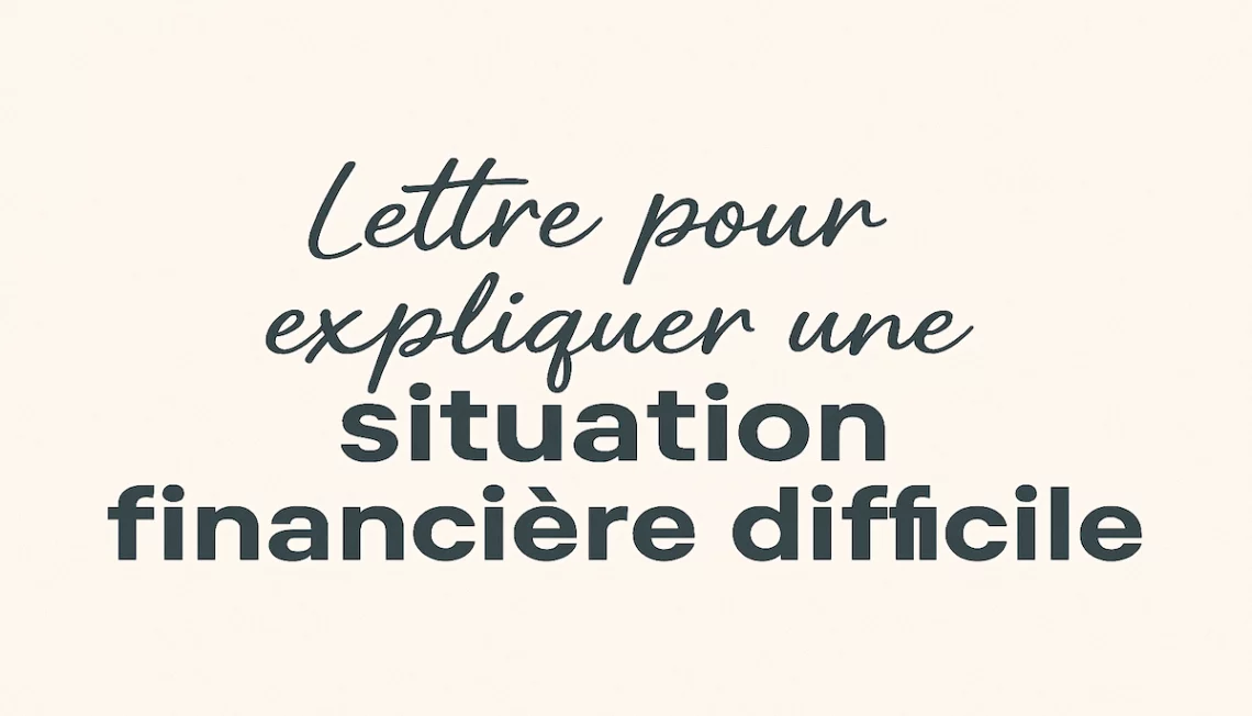 Lettre situation financière difficile