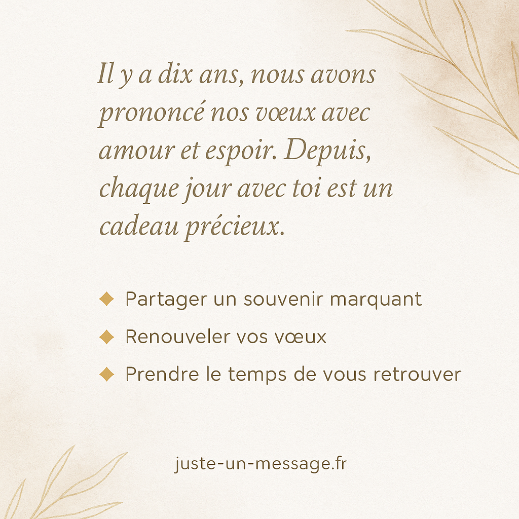 Textes touchants, drôles et symboliques pour 10 ans de mariage