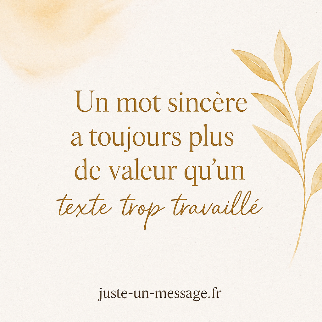 Un mot sincère vaut plus qu’un texte travaillé
