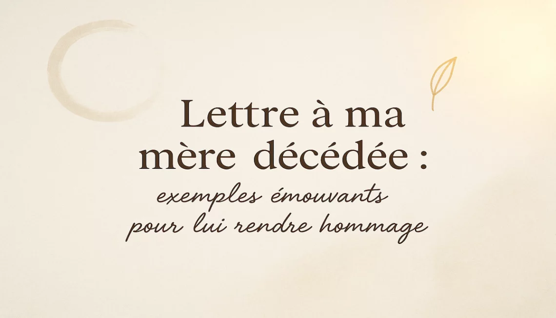 Image douce et minimaliste avec le titre “Lettre à ma mère décédée : exemples émouvants pour lui rendre hommage”