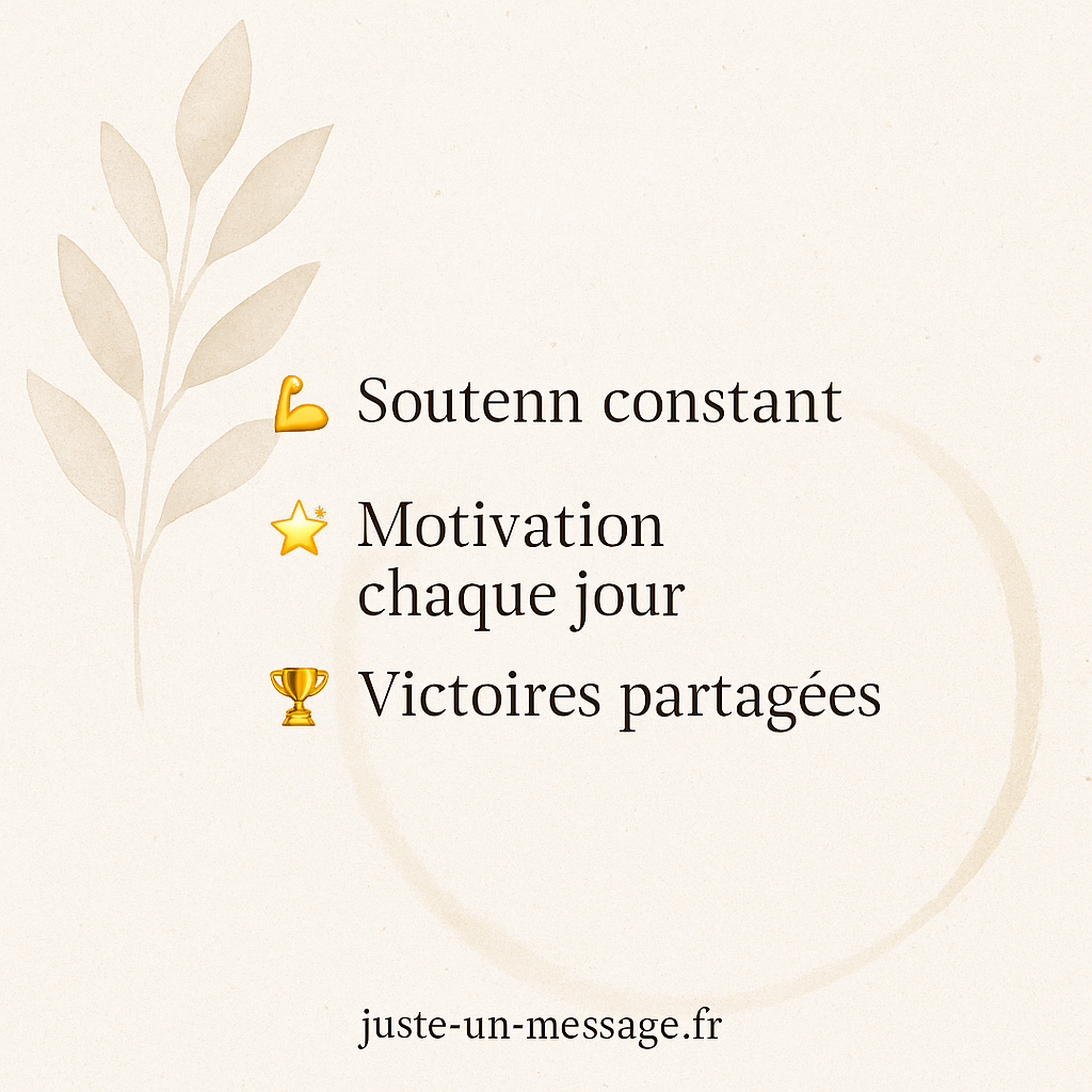 Soutien constant – Motivation chaque jour – Victoires partagées