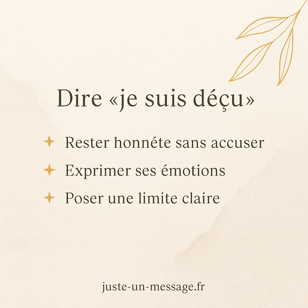 Liste douce — Formules de SMS pour dire "je suis déçu(e)" avec respect