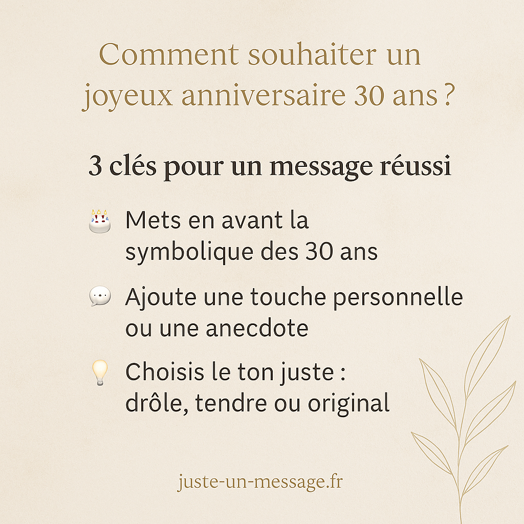 Message anniversaire 30 ans – Inspiration élégante