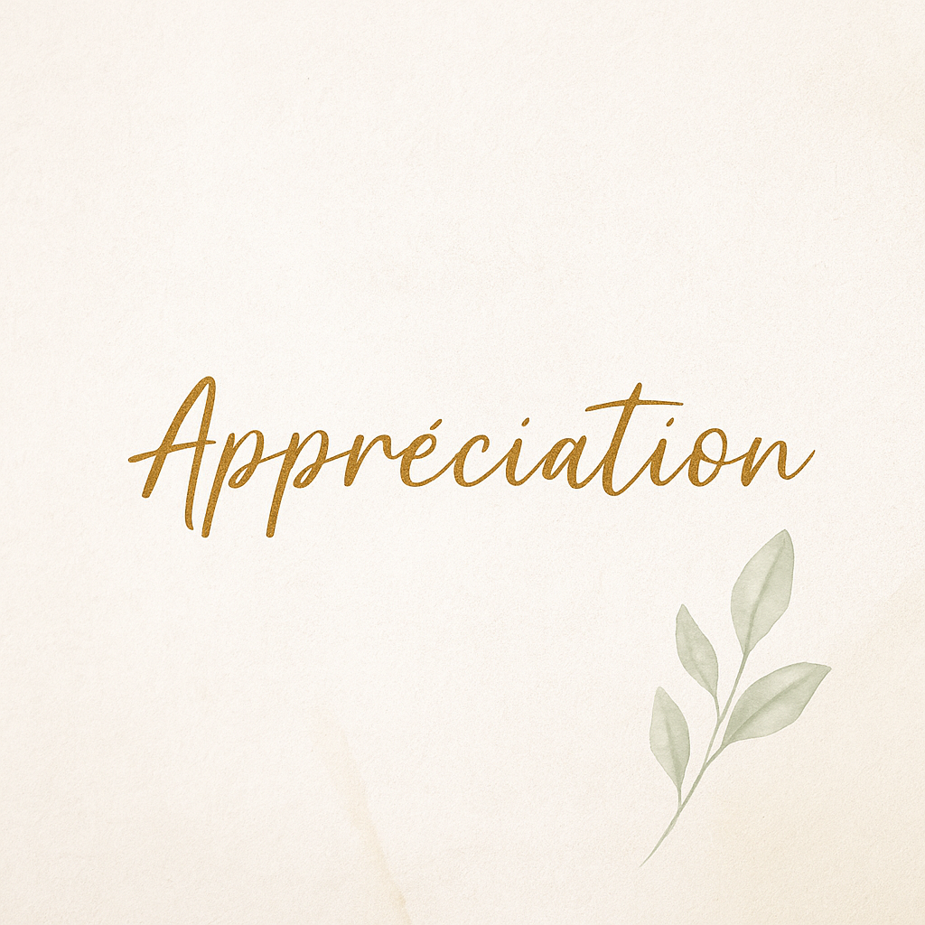 Appréciation — mot-clé fort et inspirant