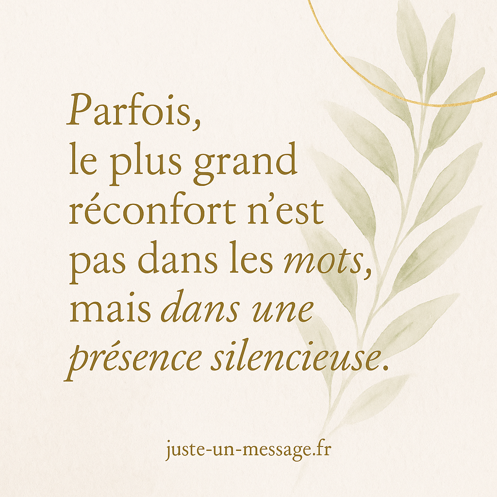 Citation réconfortante – présence silencieuse et apaisante
