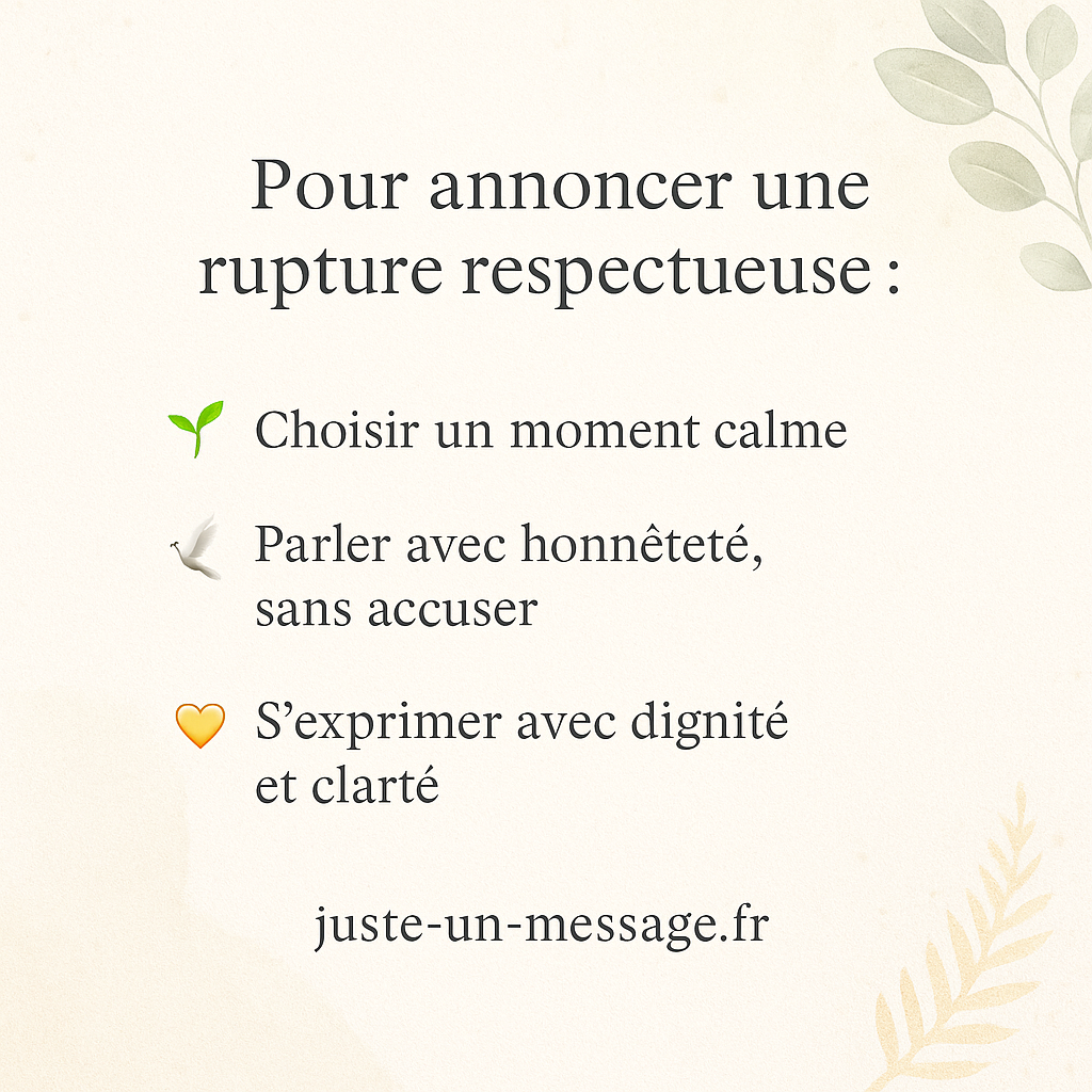 Conseils clés pour annoncer une rupture avec respect