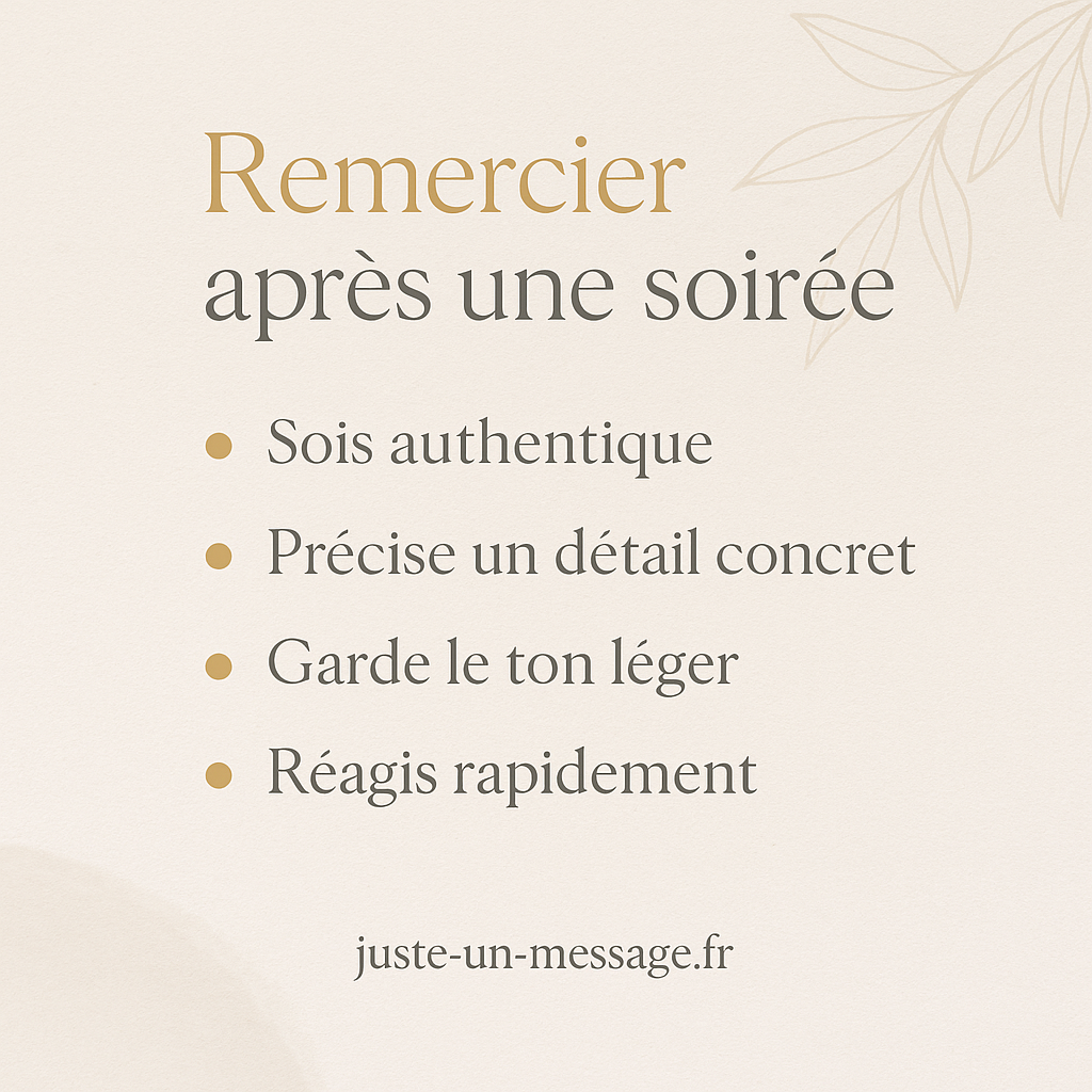 Exemples doux de remerciement pour une soirée
