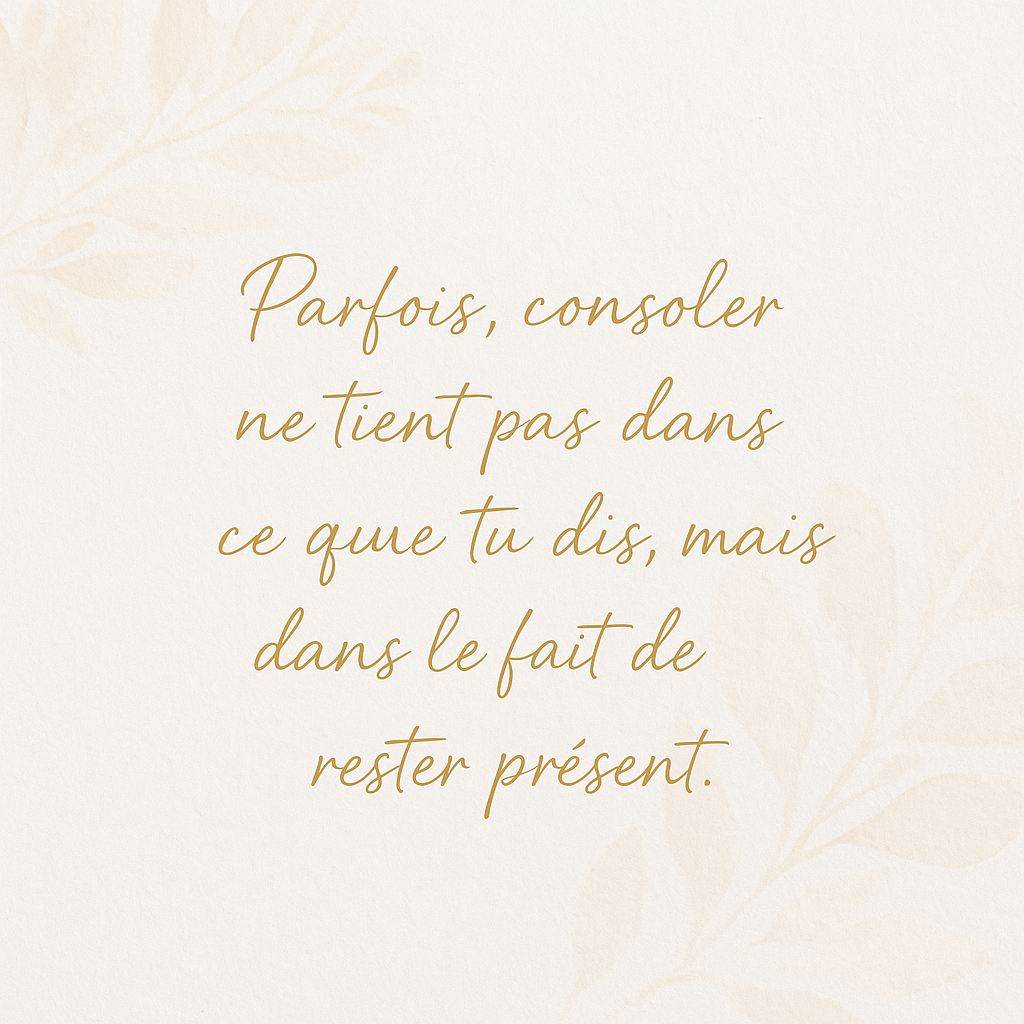 Parfois, consoler ne tient pas aux mots mais à la présence