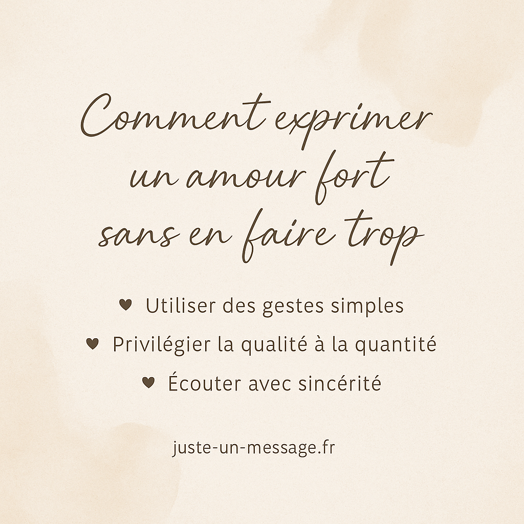 Visuel résumé – Comment exprimer un amour fort sans en faire trop