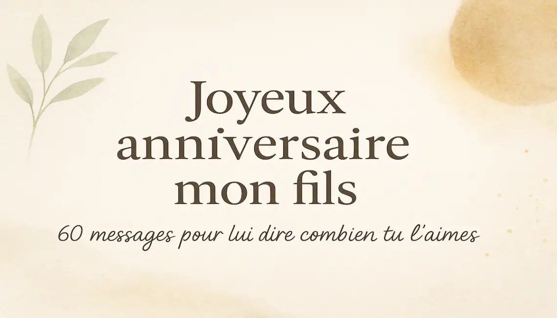 Joyeux anniversaire mon fils – visuel doux et minimaliste beige doré