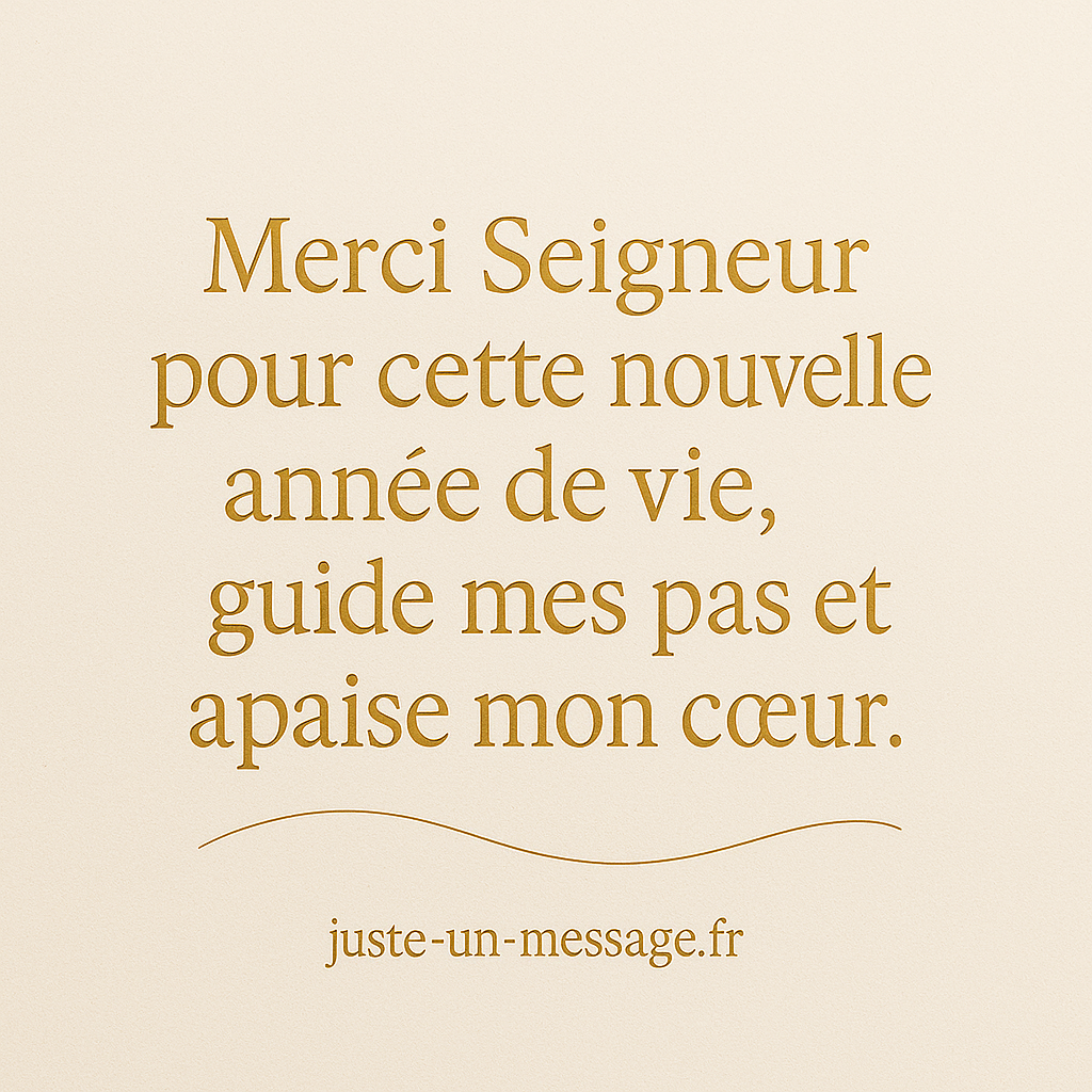 Merci Seigneur pour cette nouvelle année – citation spirituelle dorée