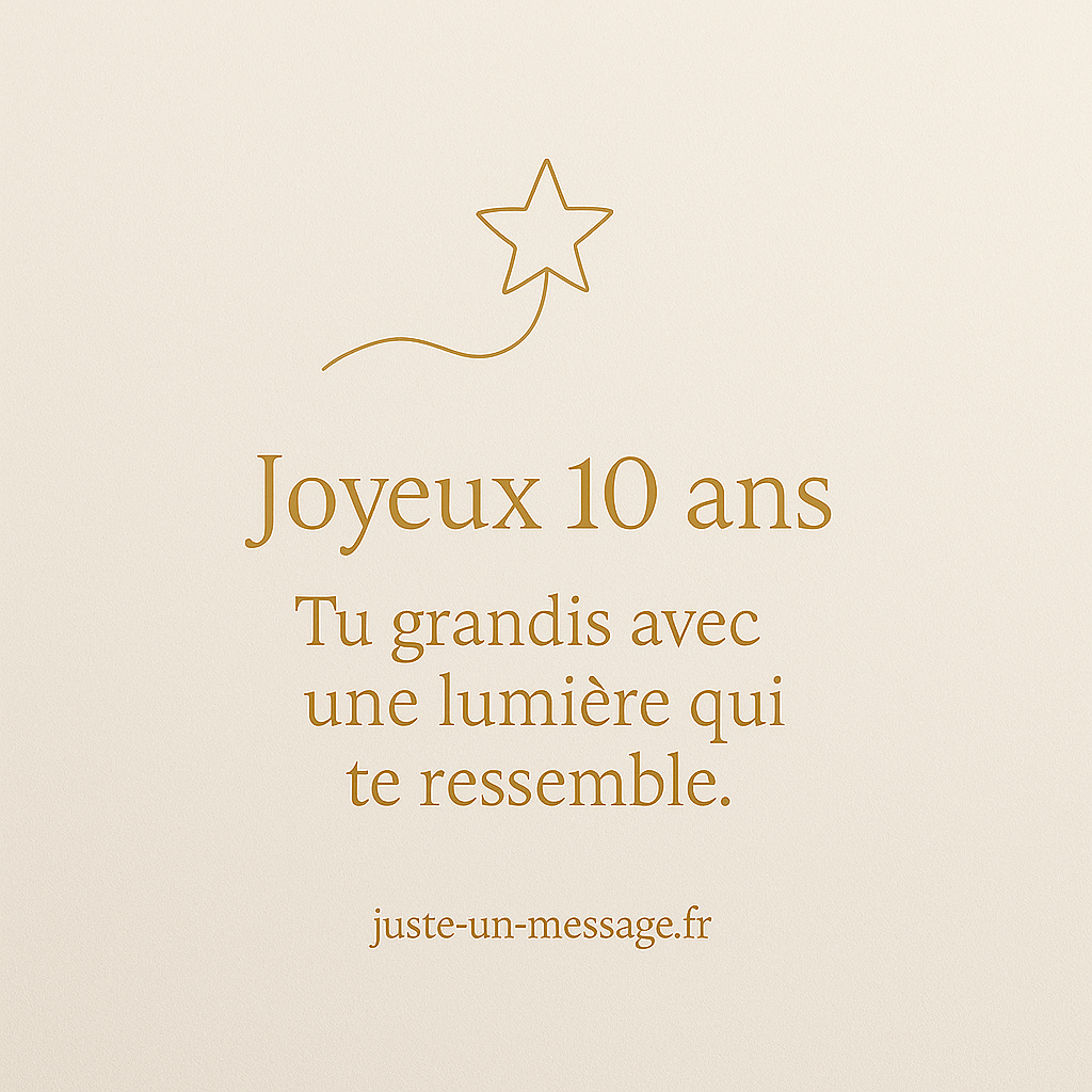 Joyeux 10 ans : un message doux et lumineux