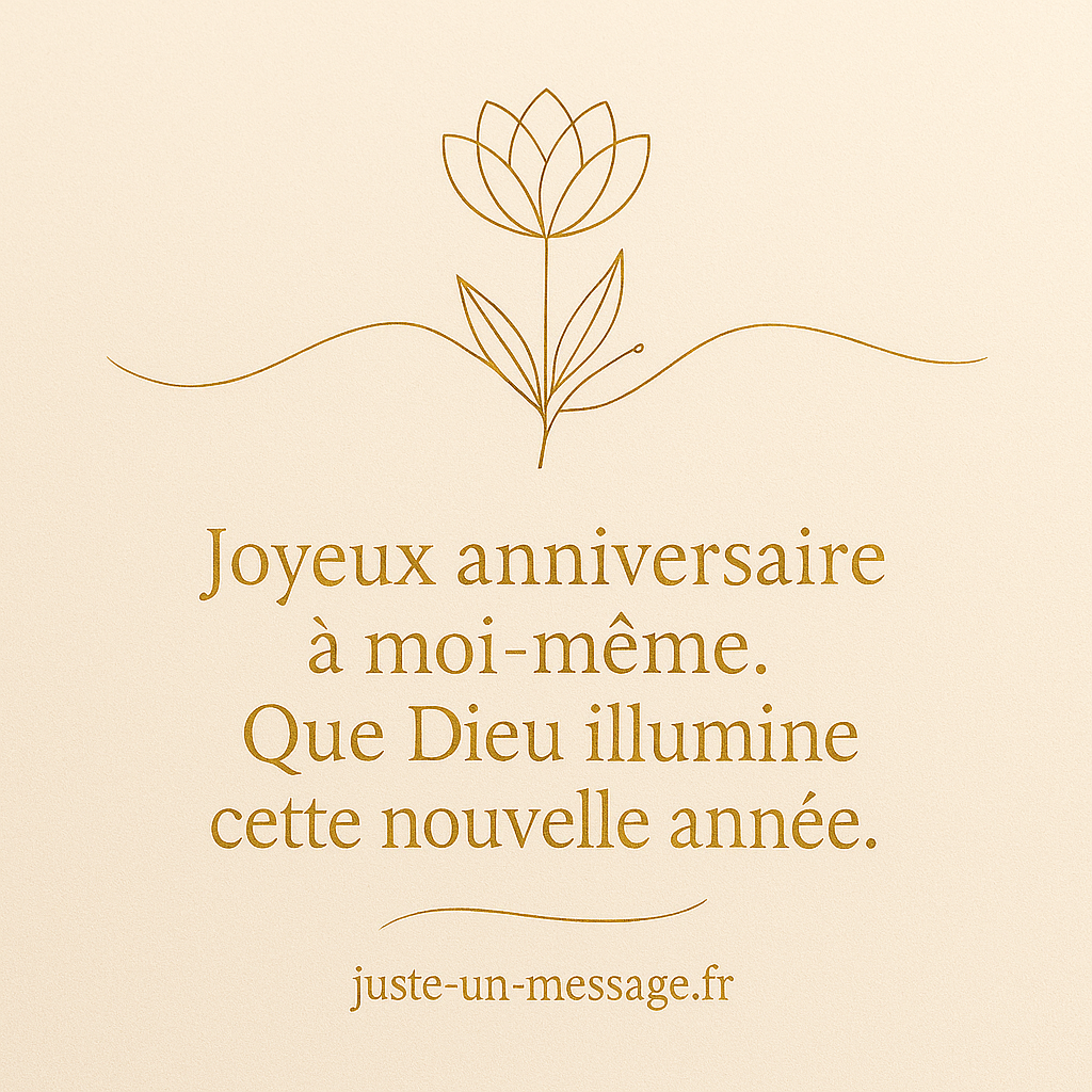 Joyeux anniversaire à moi-même – visuel doré et fleur spirituelle