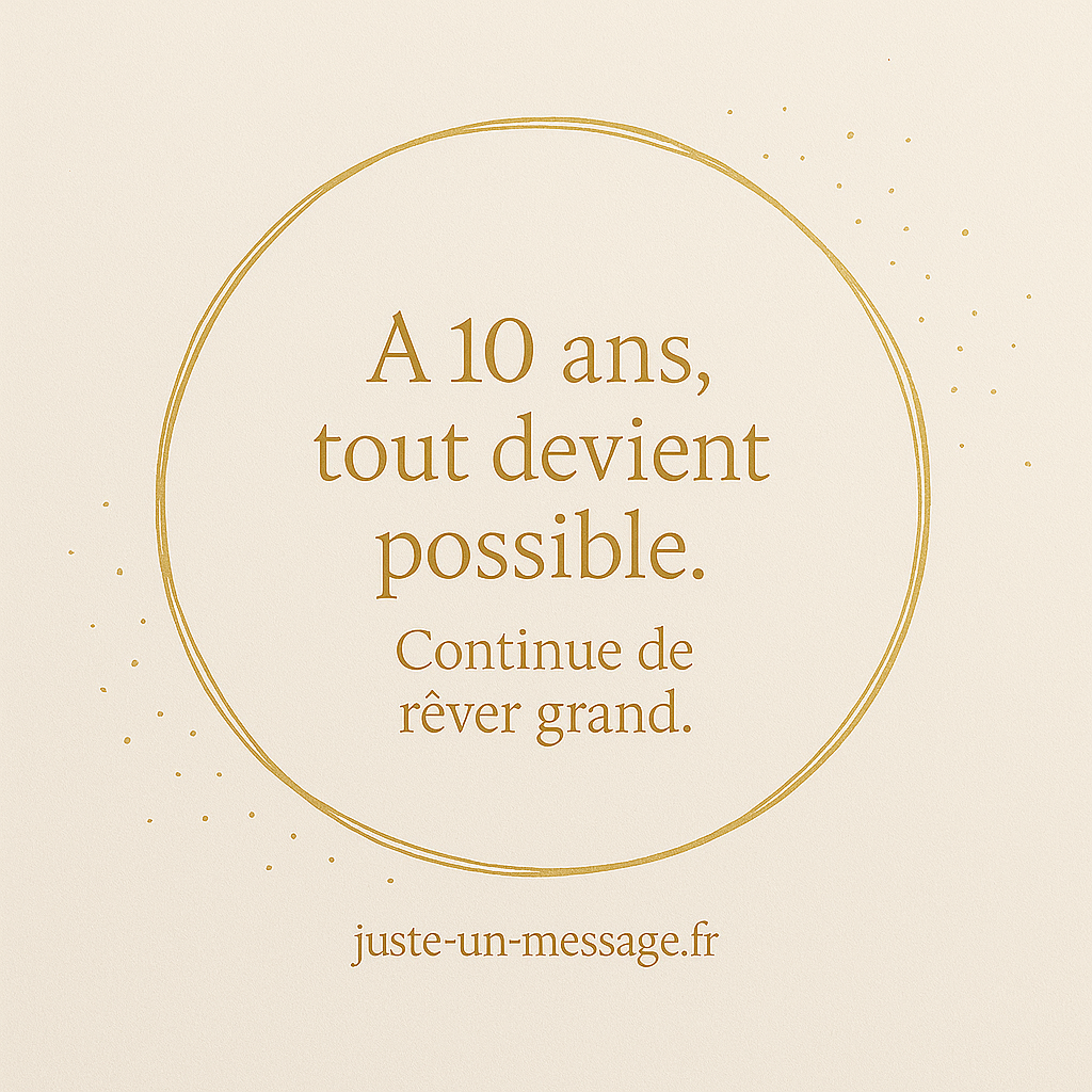 A 10 ans, tout devient possible : message inspirant