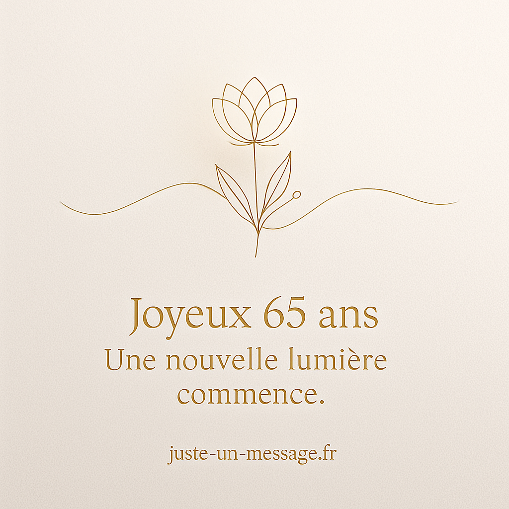 Joyeux 65 ans – visuel doré et élégant