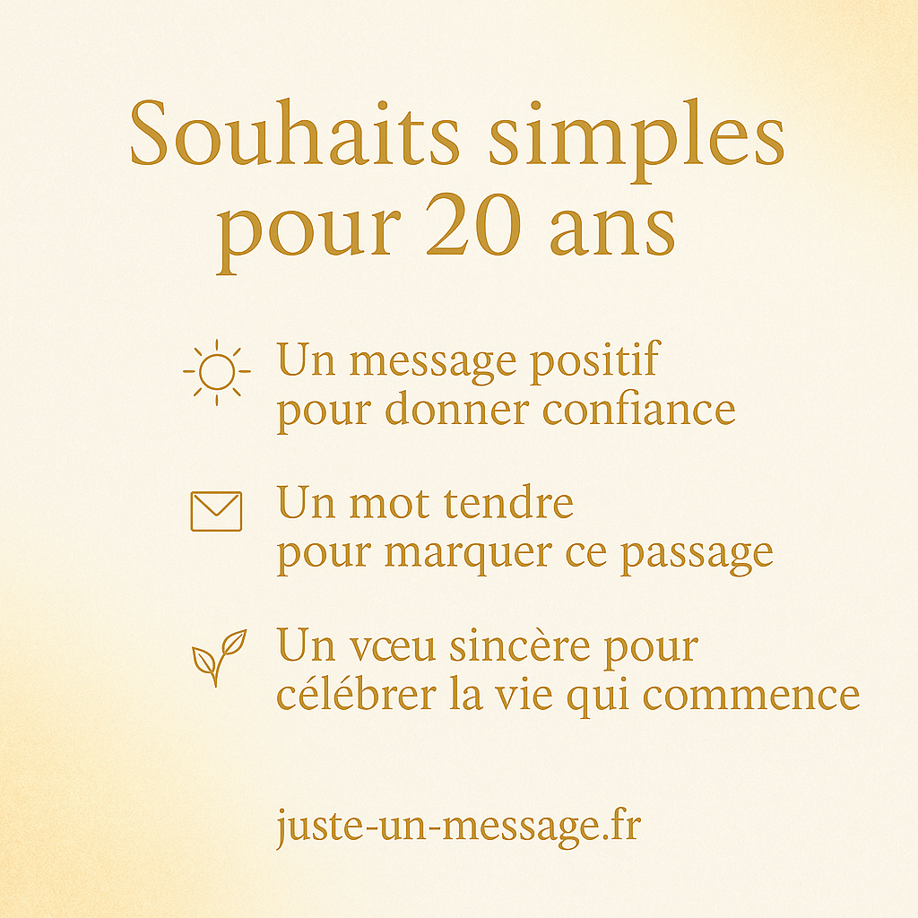 Souhaits simples et tendres pour les 20 ans