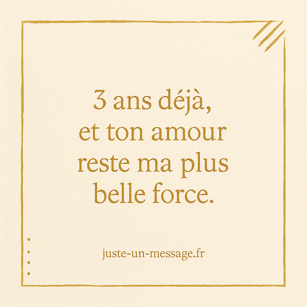 Citation 3 ans de mariage – image élégante en doré pour célébrer les noces de froment