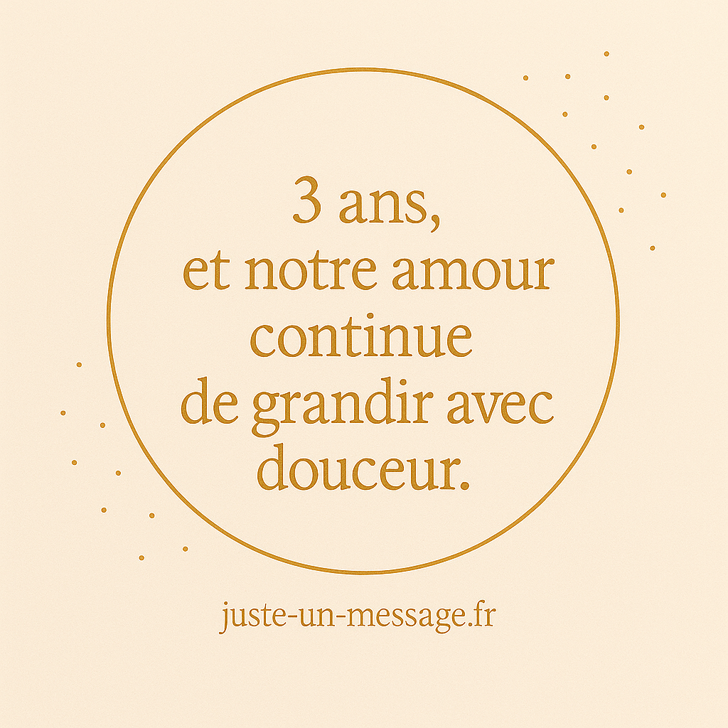 Message 3 ans de mariage – texte touchant en doré pour noces de froment